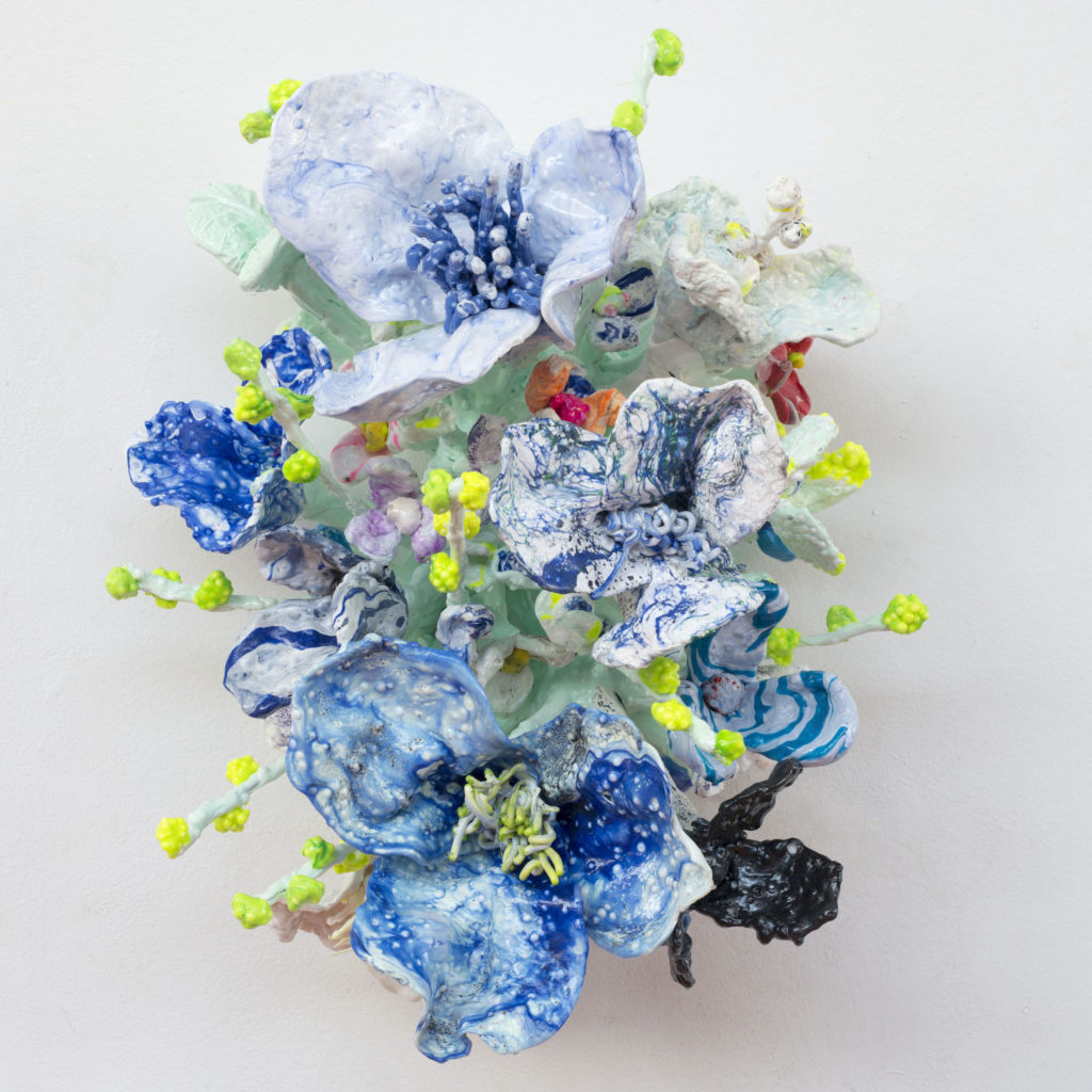 Stefan Gross' oil plastic sculpture of a  bonanza of flowers. 