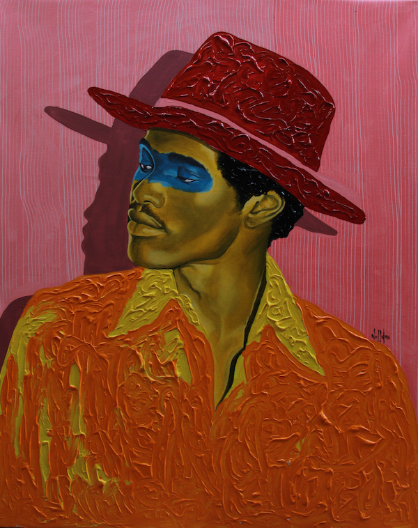 Theophilus Tetteh, 'Shadow Fleek', an acrylic portrait that uses impasto method. 