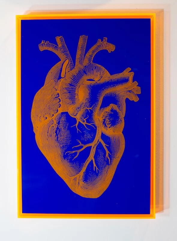 Ernesto Romano, Pop Heart (Orange and Blue), photographic print, £280, Firepit Gallery