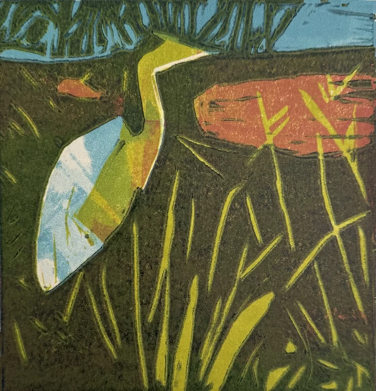 Lorraine Botbol, Stork 1, linocut print, £350, lino, East London Printmakers