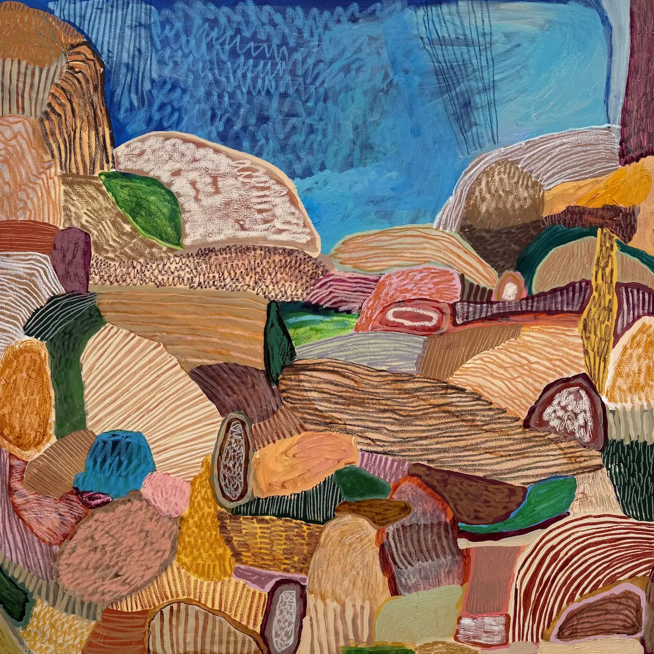 Jonathan Gemmell, Through the Gorge, 2026, Mixed mediums on Canvas, 60 x 60in, $3800, The Toowoomba Gallery