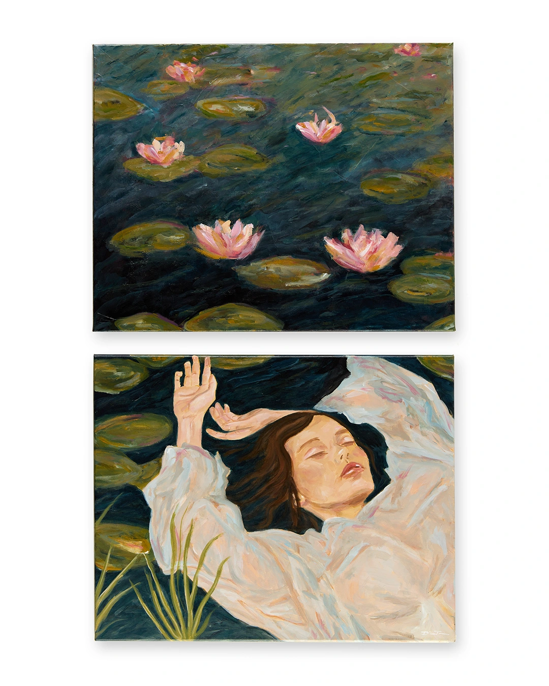 Dalton Tracée, Lady By The Water Lillies, 2025, Acrylic on Canvas, 36in x 20in, Le Studio