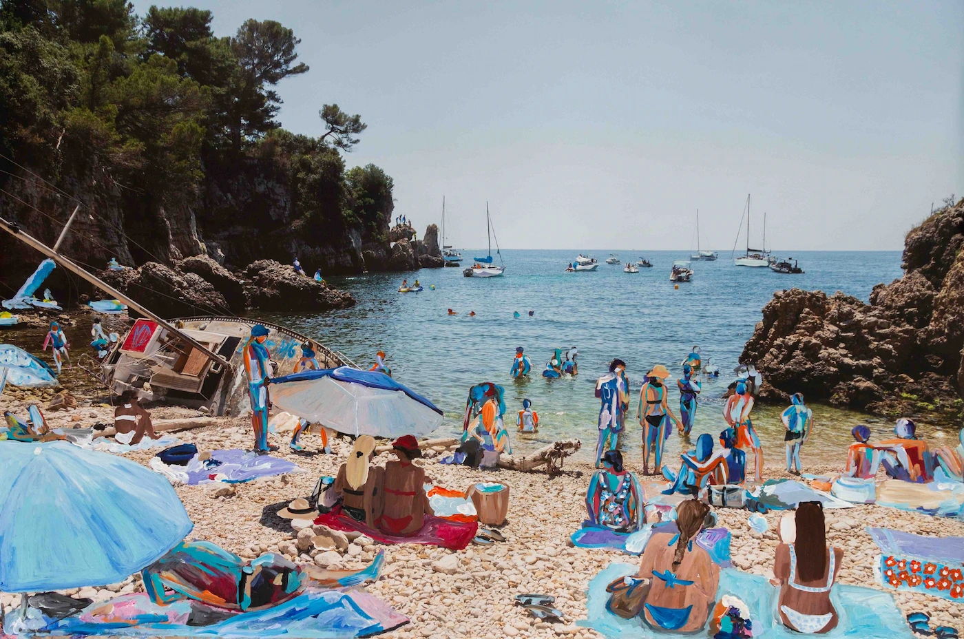 Madeleine Gross, Cap'd Antibes, 2026, Acylic on original photogaphy, 42in x 62in, $8500, Steidel Contemporary